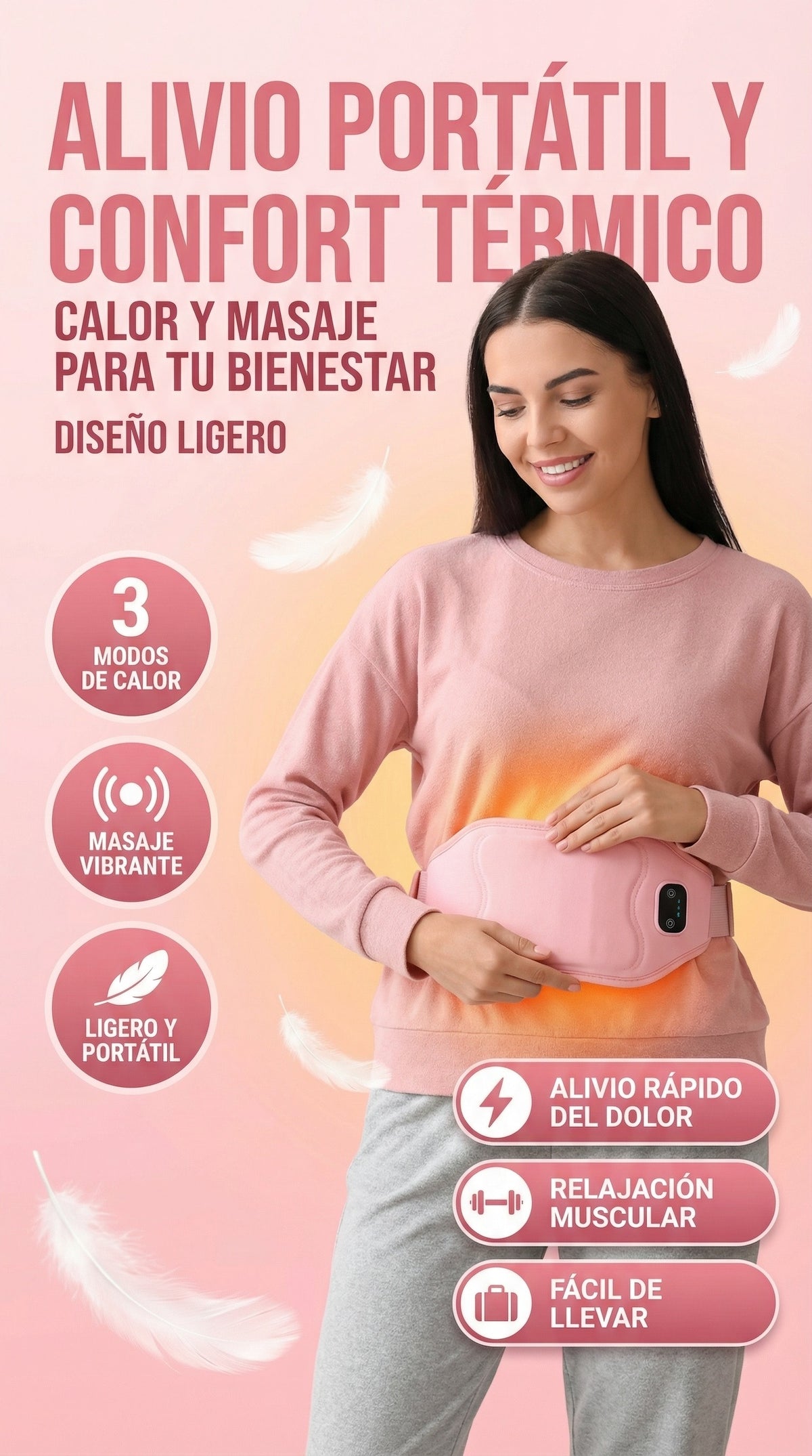 Cinturón térmico masajeador para alivio menstrual