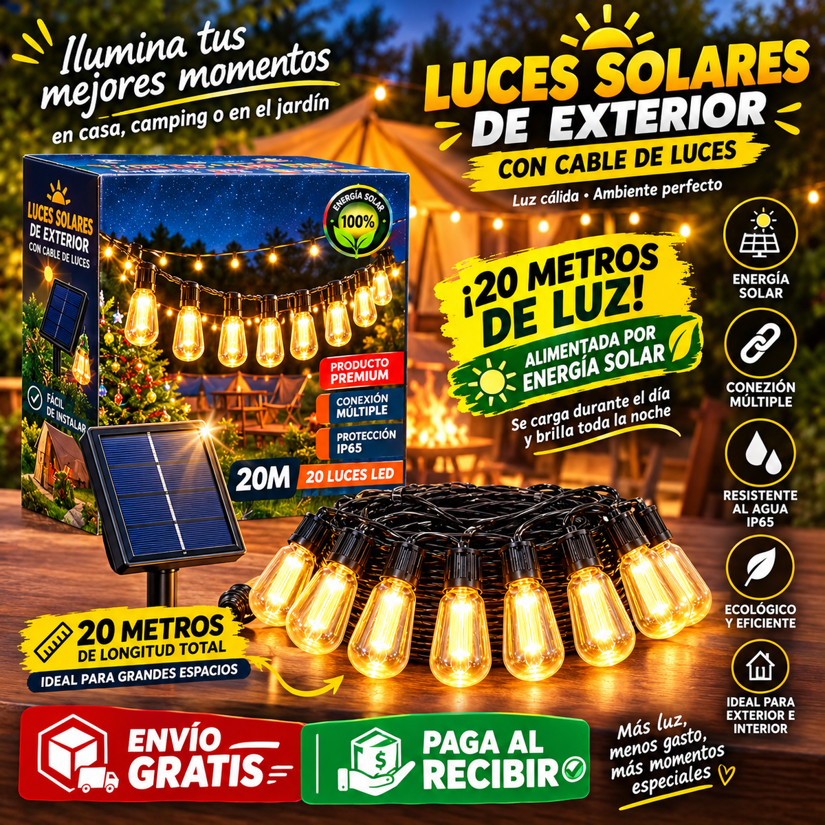 Guirnalda Solar 20M 20 Ampolletas dg