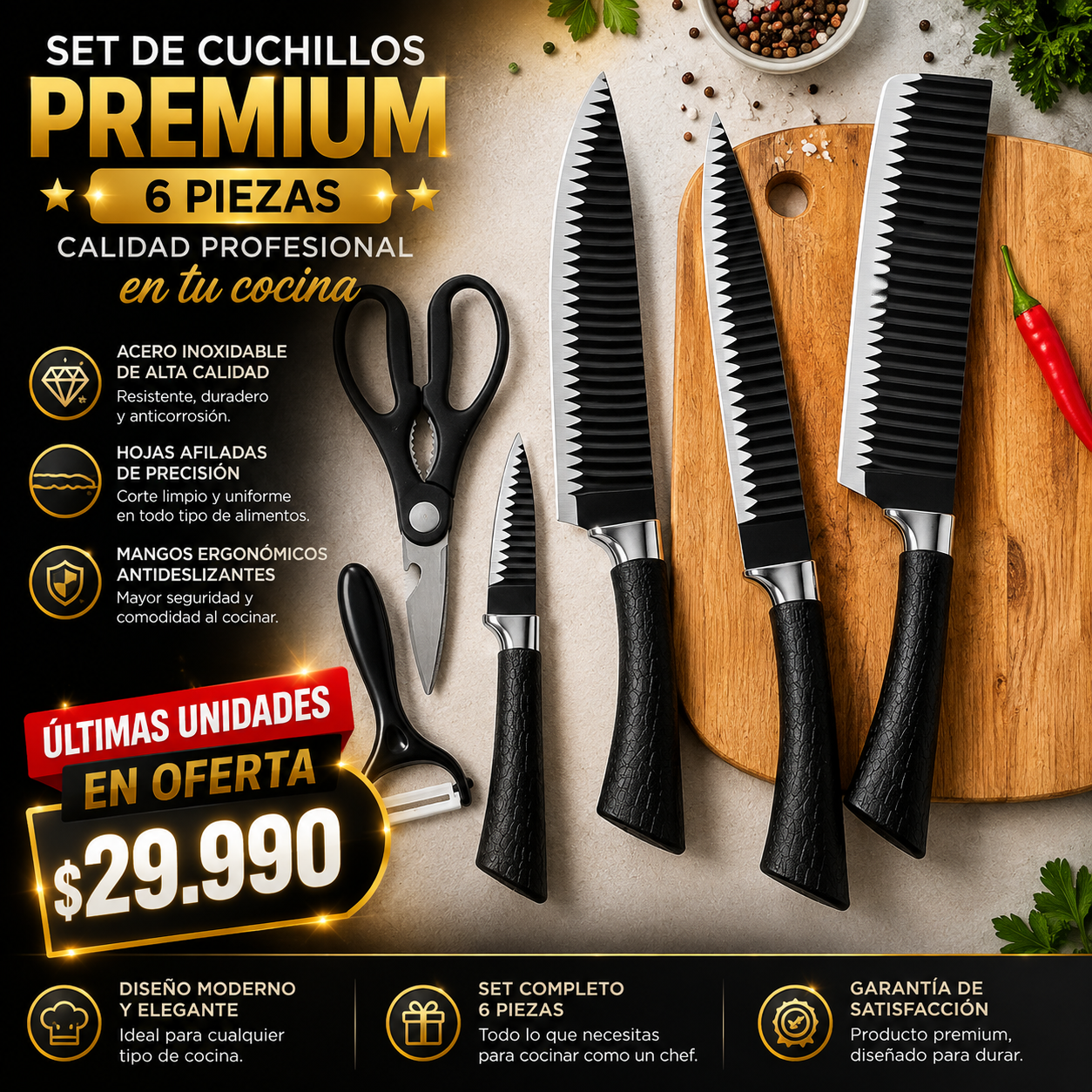 Set de Cuchillos Premium de 6 Piezas