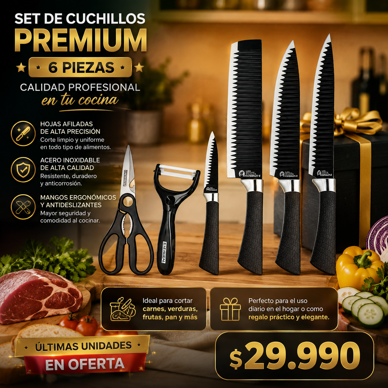 Set de Cuchillos Premium de 6 Piezas
