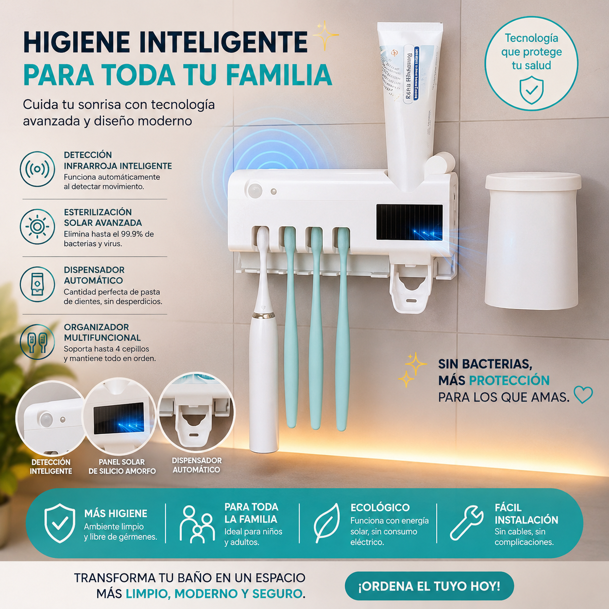 Soporte Esterilizador Cepillo de Dientes