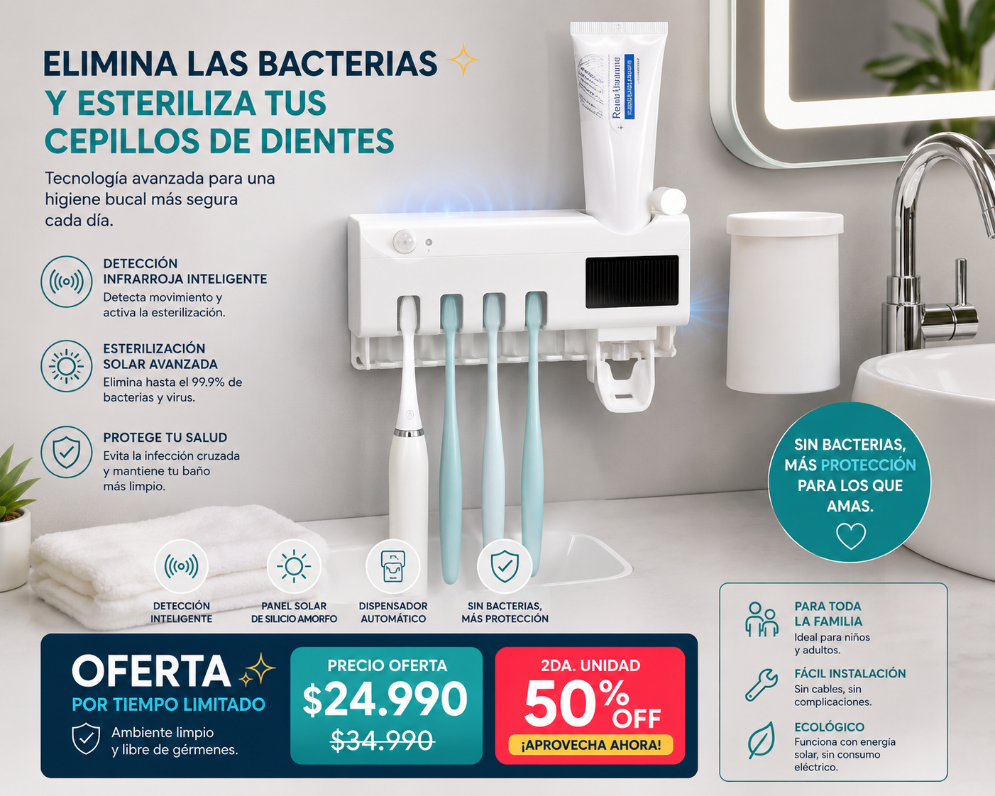 Soporte Esterilizador Cepillo de Dientes