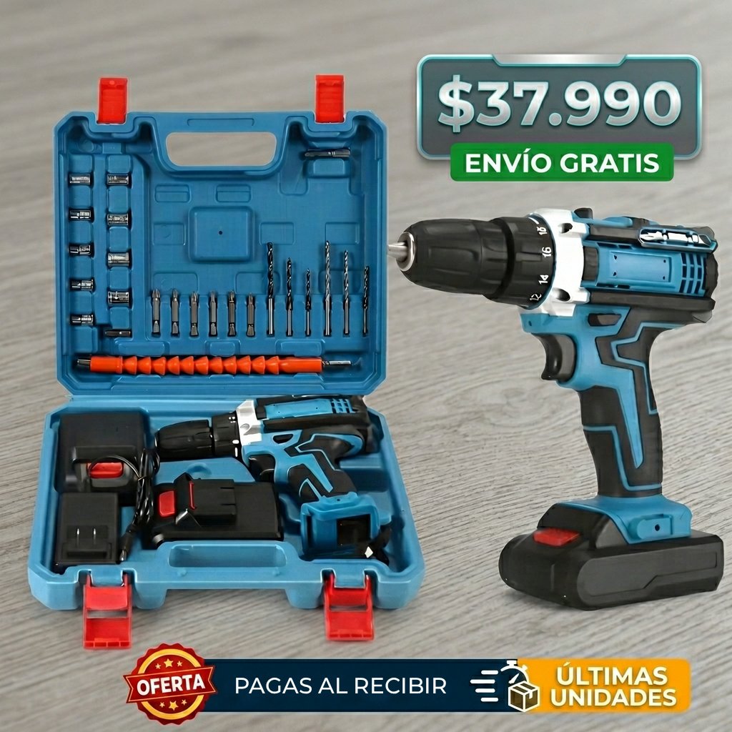 Taladro  Inalambrico 2 Bat Con Accs